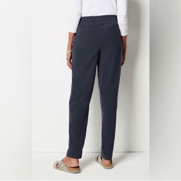 J.Jill M Pure Jill Indigo Blue Sand Washed Relaxed Fit Pull-on Drawstring Pants - Picture 2 of 15